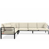 GARTENECKSOFA RAMBE 5-Sitzer mit Kissen, Anthrazit/Cremeweiß - Dunkelgrau/Creme, Textil/Metall (304/80/229cm) - KONSIMO®