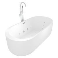 FREISTEHENDE Badewanne F26 170 Whirlpool Armatur AF02 - Weiß, Glas/Kunststoff (80/58/170cm) - AcquaVapore by Sandra Jentho