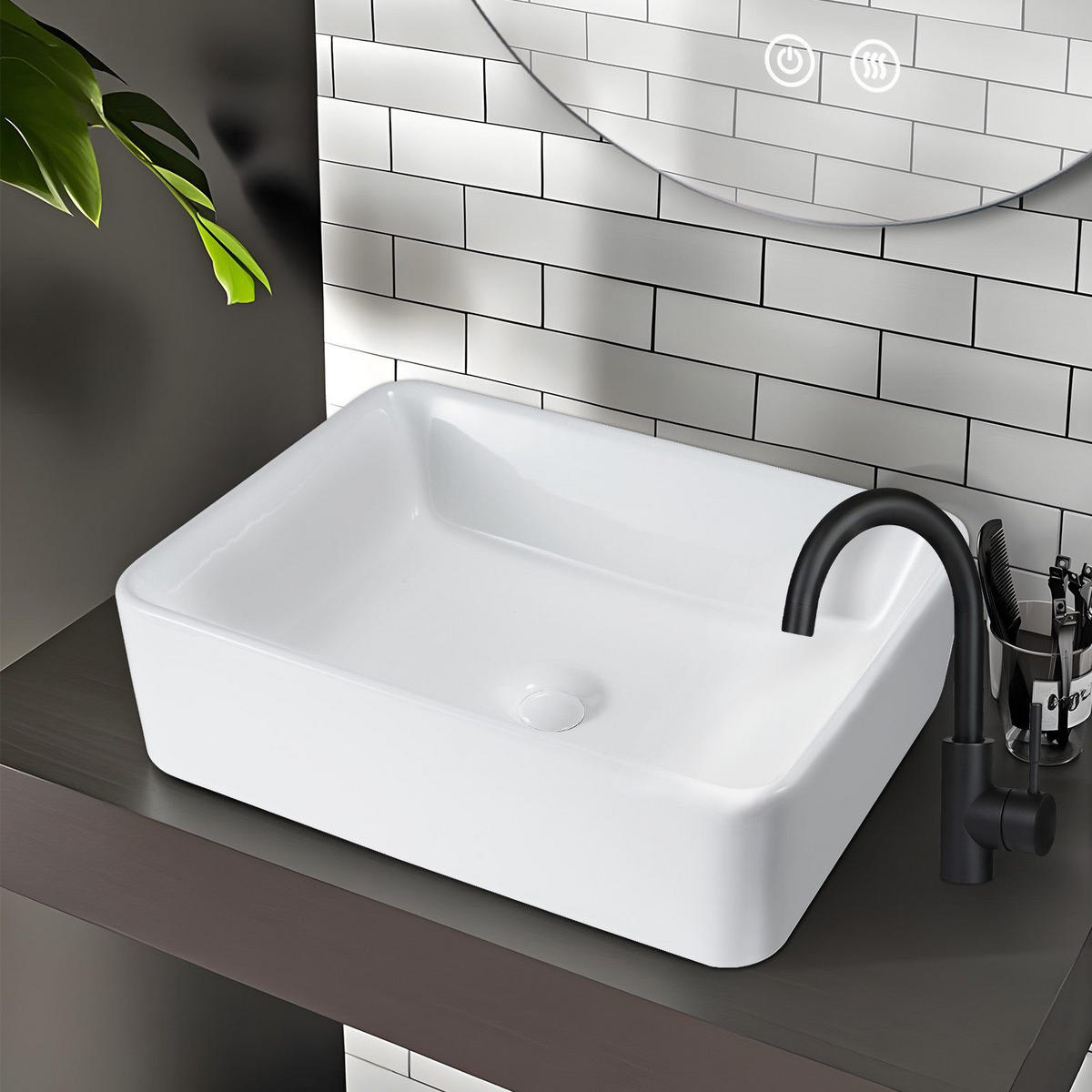 WASCHBECKEN Krythyn 48/37/13.5 cm - Weiß, Keramik (37/13.5/48cm) - ZMH