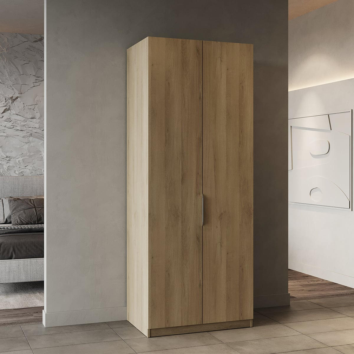 KLEIDERSCHRANK, 2 Türen - GHOST - Eiche - 79,4 x 203 x 51,1 cm - Beige, Holz (79/203/51cm) - Demeyere