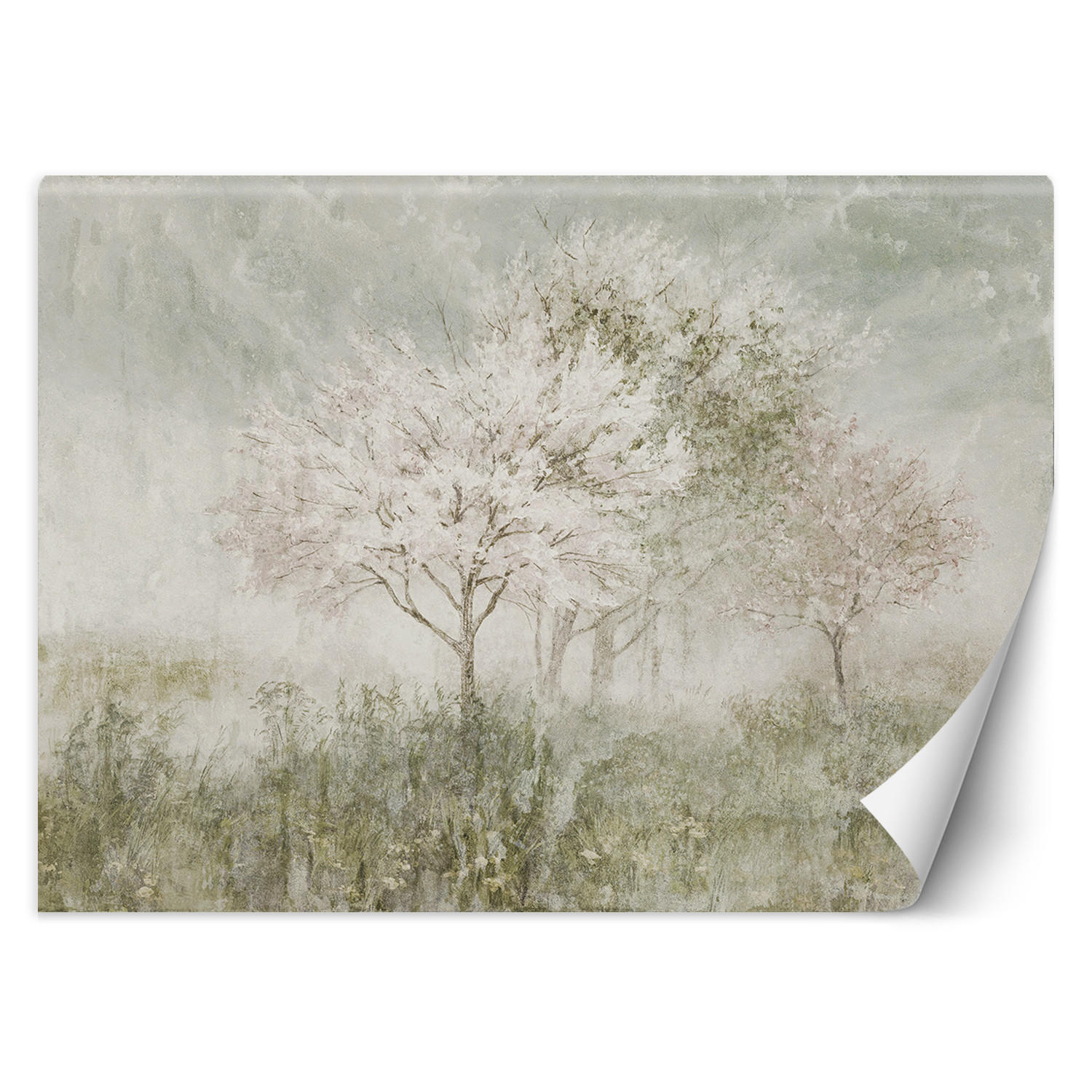 FOTOTAPETE, Ein blühender Baum in der Wiese - Beige, Papier (150/105cm) - Feeby