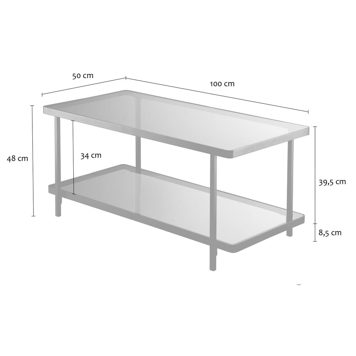 COUCHTISCH mit 2 rauchglas Platten 100/50/48 cm - Schwarz, Holzwerkstoff (100/50/48cm) - Calicosy