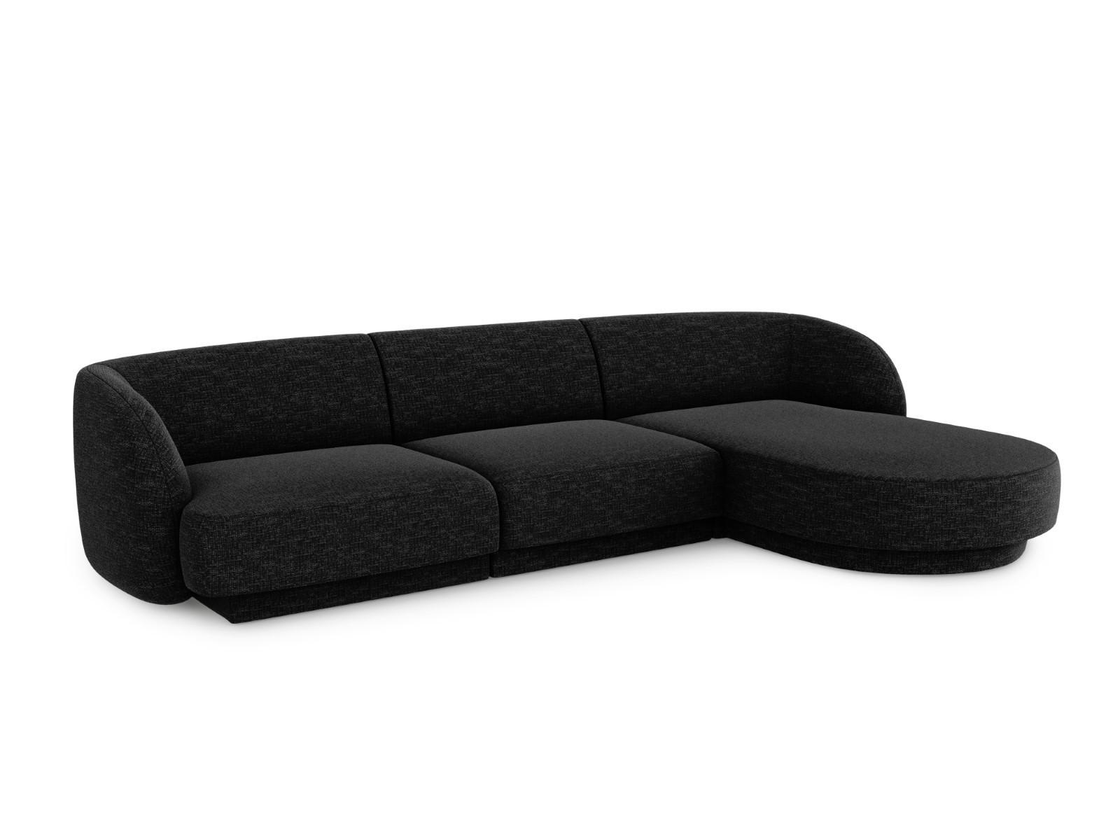ECKSOFA rechts Miley aus Chenille-Stoff schwarz 4 Sitzplätze - Schwarz, Textil (156/255cm) - Micadoni