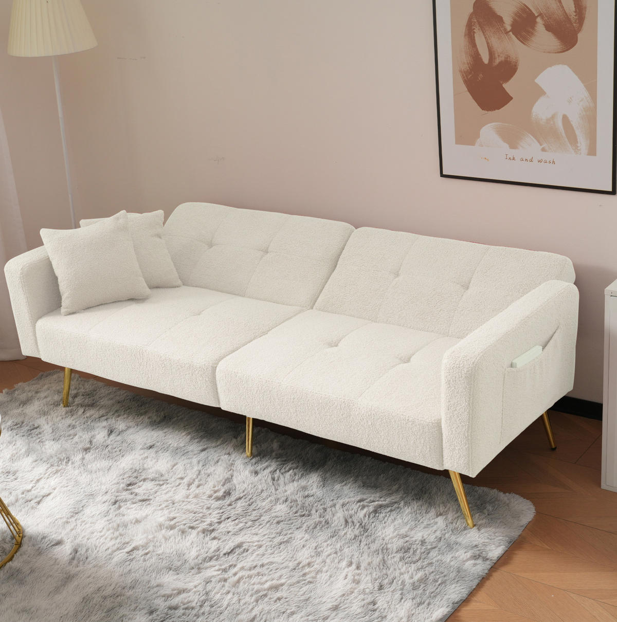 SCHLAFSOFA mit Bettfunktion verstellbar 175 x 64 x 72 cm Weiß - Weiß, Kunststoff (175/72/64cm) - Meubliv