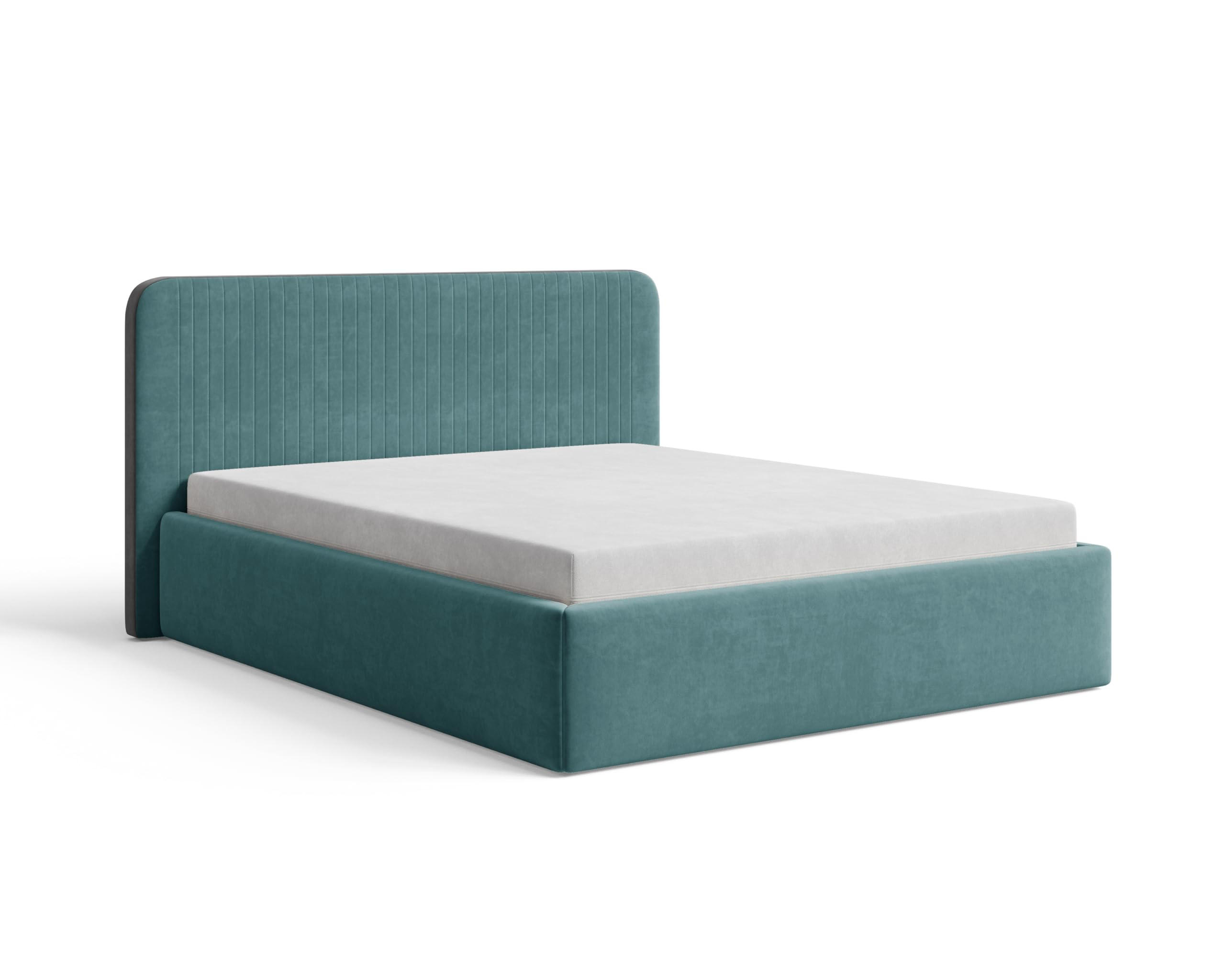 POLSTERBETT 180x200 cm mit Bettkasten, Lattenrost und Kopfteil, Eleganter Matt Velvet-Stoffbezug, Blau - Blau, Holz (180/200cm) - Chilly