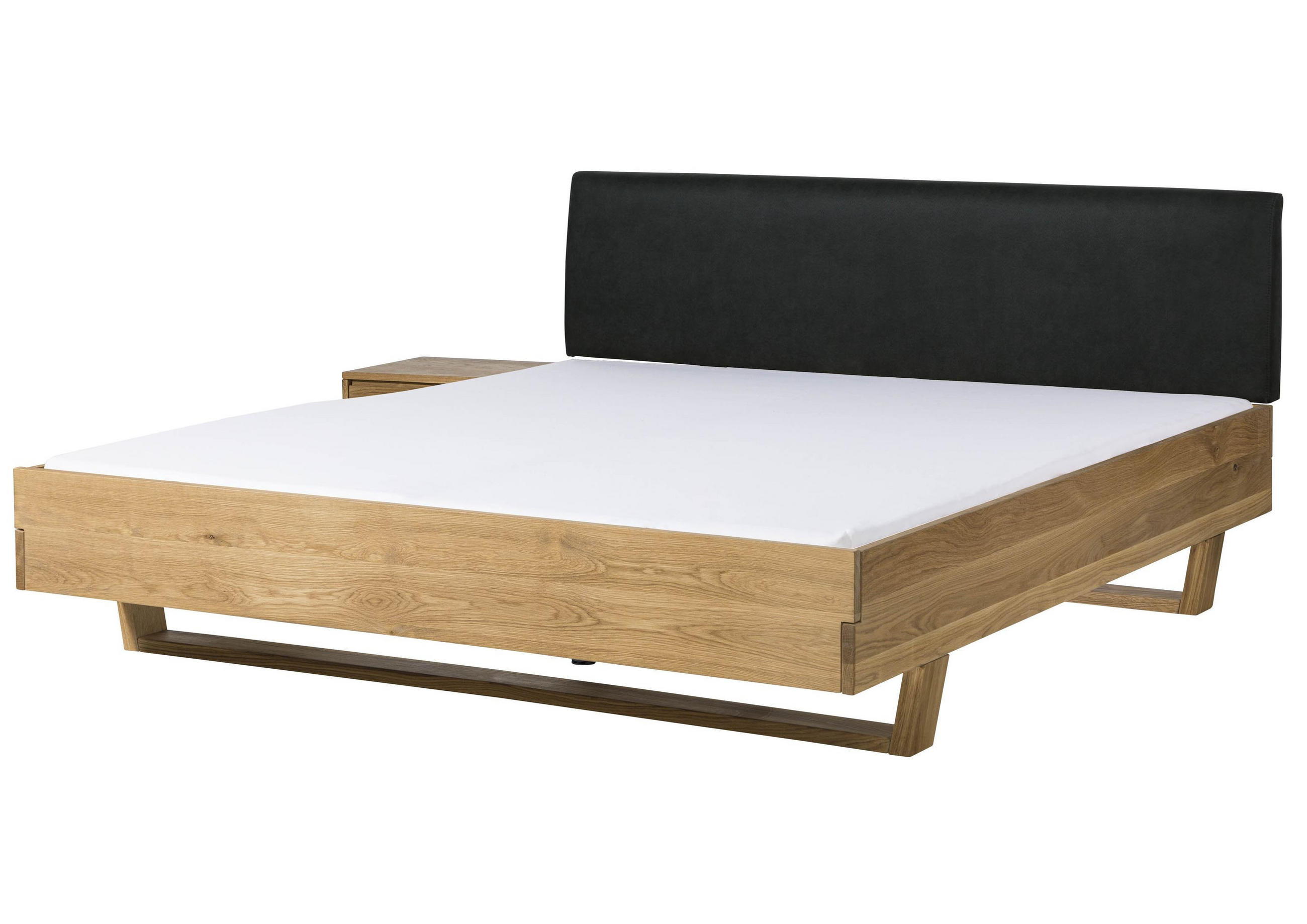 HOLZBETT mit Nachttisch Massivholz Fichte 180 x 200 x 86 natur FICHTELBERG #55 - Anthrazit/Braun, Holz (180/200cm) - Massivmoebel24