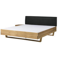 HOLZBETT mit Nachttisch Massivholz Fichte 180 x 200 x 86 natur FICHTELBERG #55 - Anthrazit/Braun, Holz (180/200cm) - Massivmoebel24