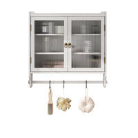 HÄNGESCHRANK mit 2 Glastüren 3 Ablagen Handtuchhalter Weiß 60 cm - Weiß, Glas/Holzwerkstoff (63/60/18cm) - EVRYAE