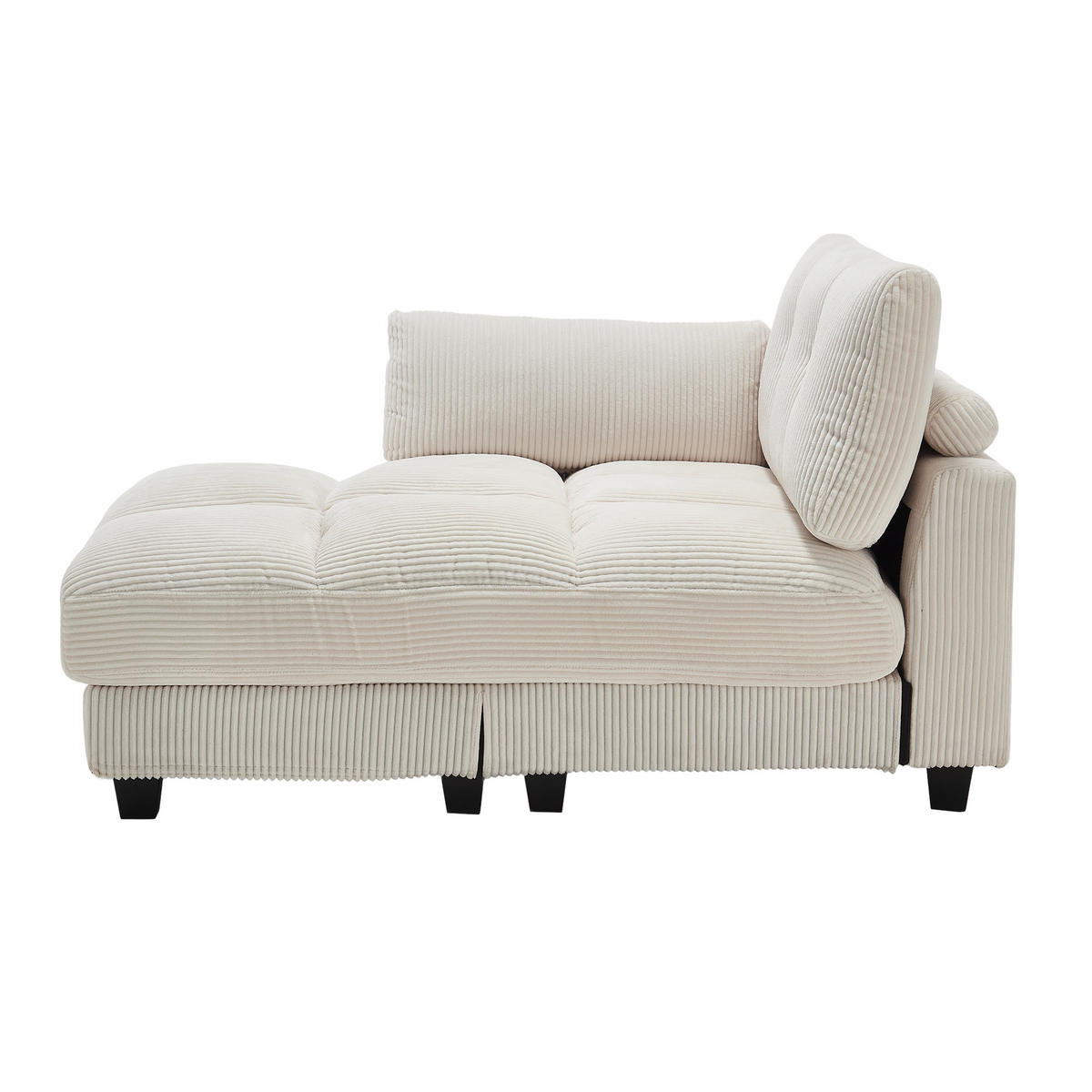 SESSEL 1-Sitzer in Beige aus Cord 140/112/81 cm mit USB - Beige/Schwarz, Holzwerkstoff/Kunststoff (112/81/140cm) - CHICFURN