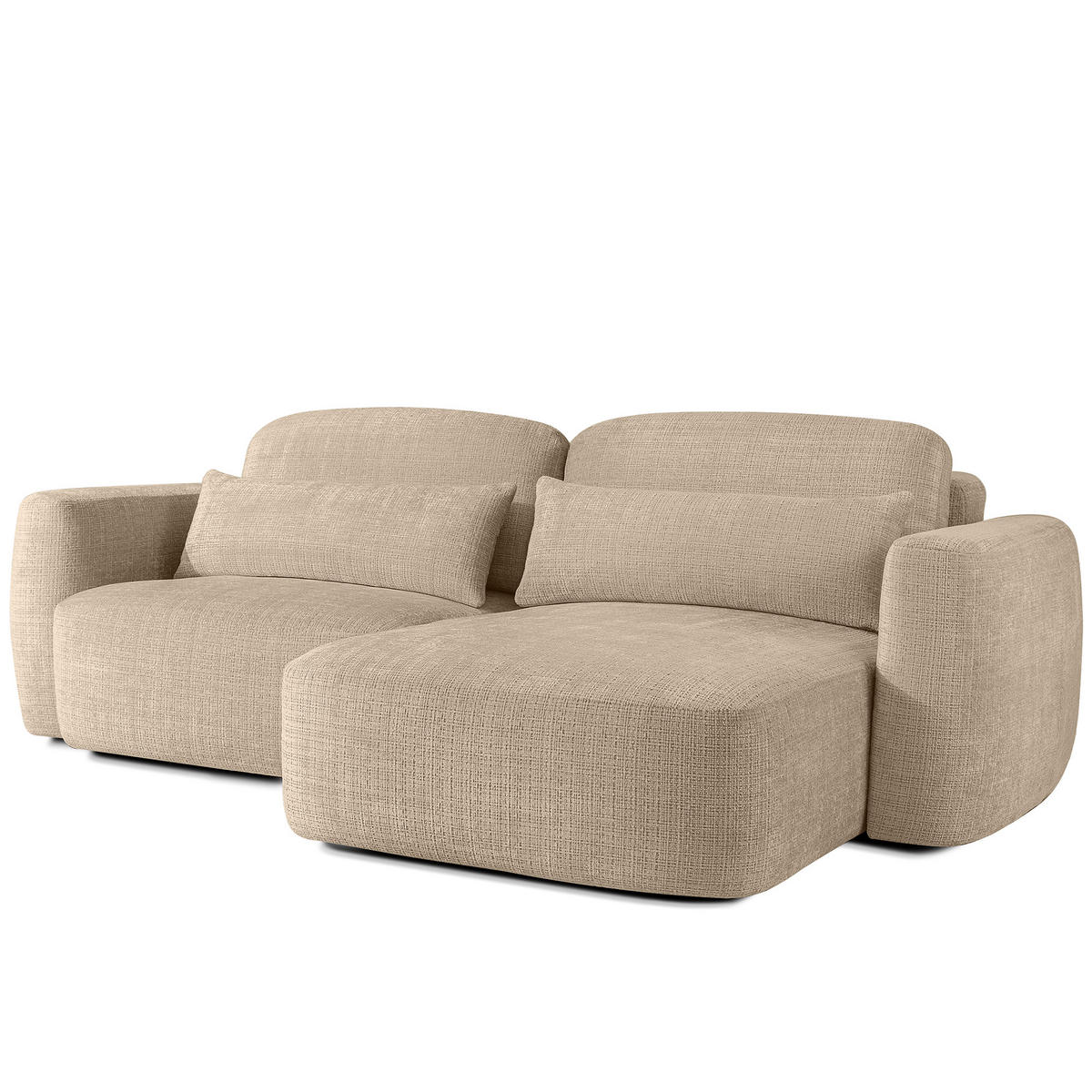 ECKSOFA rechts ELOSA - Beige, Holz/Textil (245/165cm) - KONSIMO®