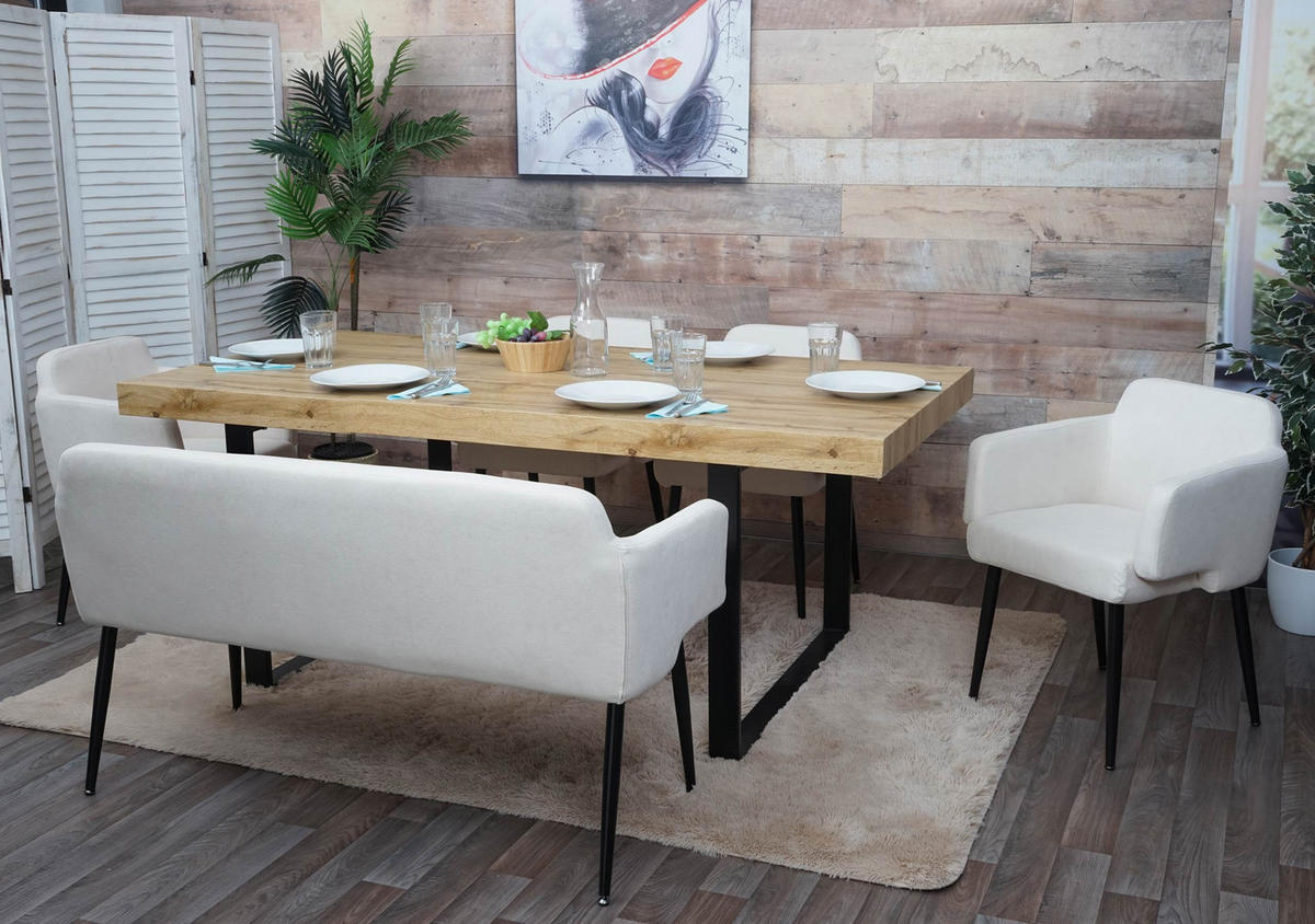 ESSZIMMER-SET Cremeweiß 5er-Set - Weiß, Textil (133/77/56cm) - MCW