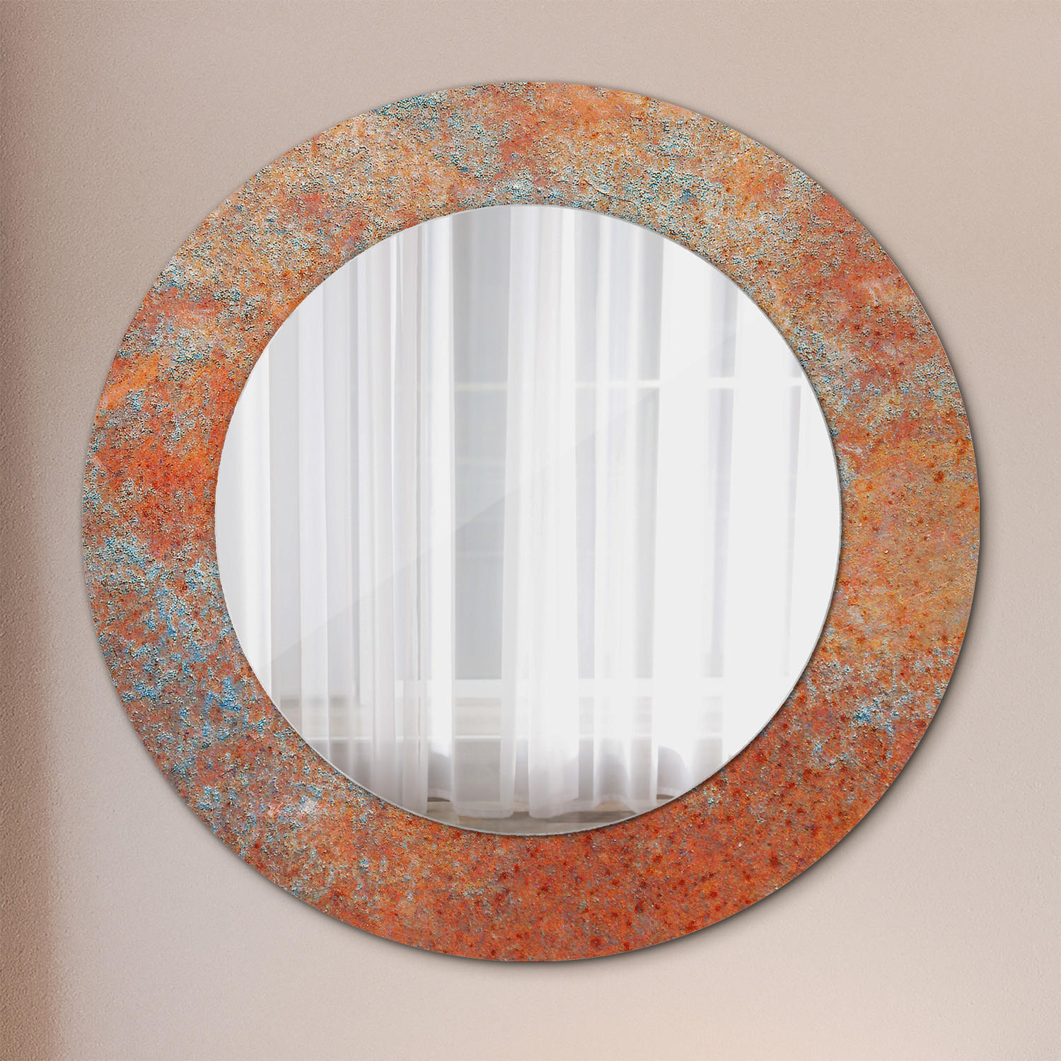 SPIEGEL Ø50 cm Rund mit Aufdruck - Orange, Glas (50/50/0.4cm) - TULUP