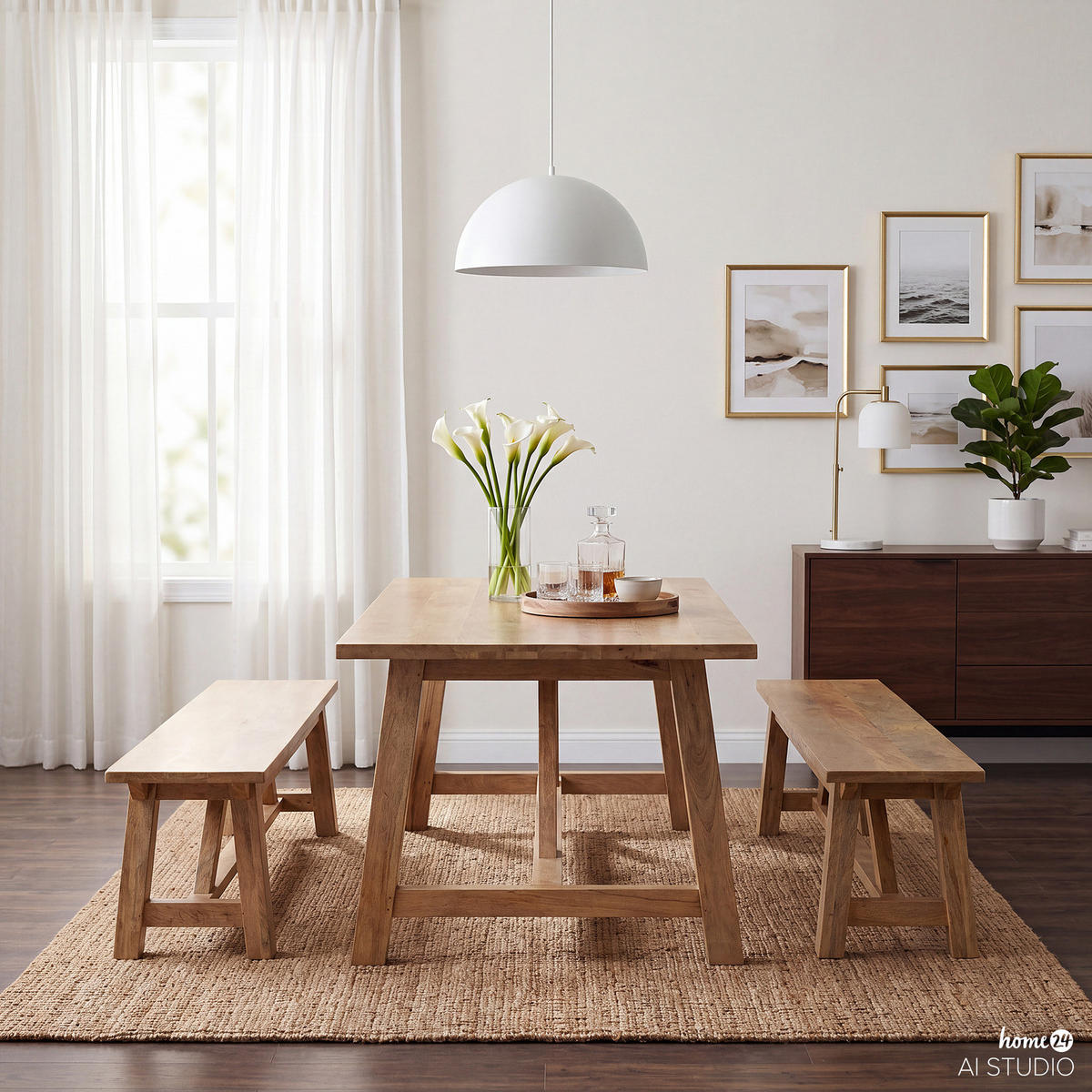 SITZBANK - Mango massiv - Naturfarben, Holz (200/45/40cm) - home24