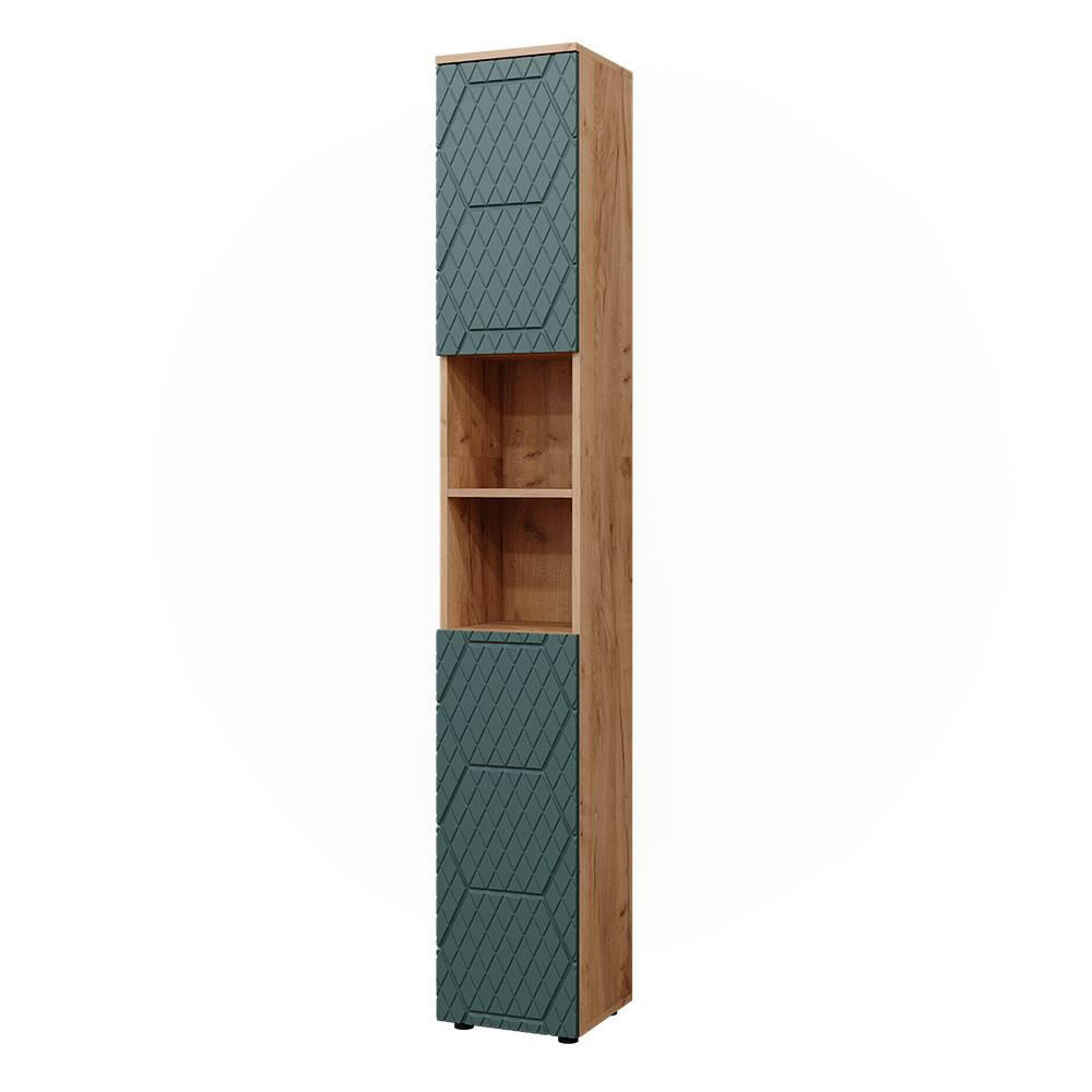 BADSCHRANK Irma Goldkraft Eiche 30 x 192 cm - Grün, Holzwerkstoff (30/192/30cm) - Vicco