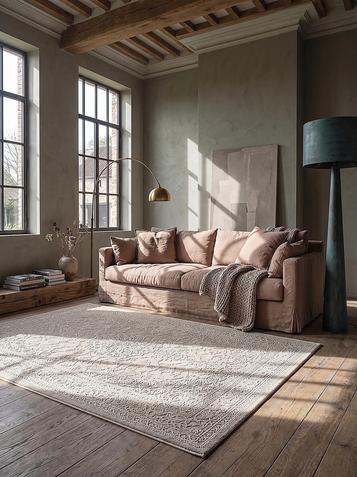 KURZFLORTEPPICH Uni KASOS Polyester Beige 200 x 290 cm - Beige, Textil (200/290cm) - KADIMA DESIGN