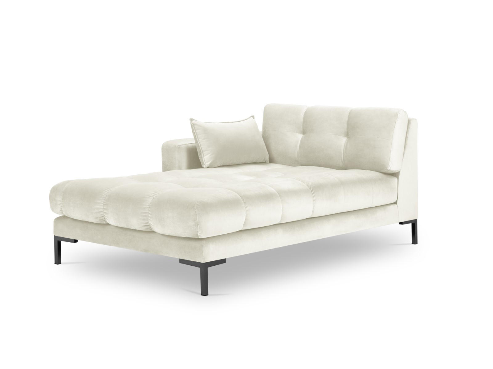CHAISELONGUE links Mamaia aus Samt leichtes beige - Creme, Textil (102/75/185cm) - Micadoni