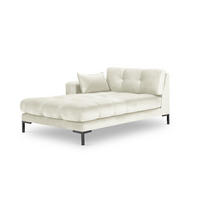 CHAISELONGUE links Mamaia aus Samt leichtes beige - Creme, Textil (102/75/185cm) - Micadoni