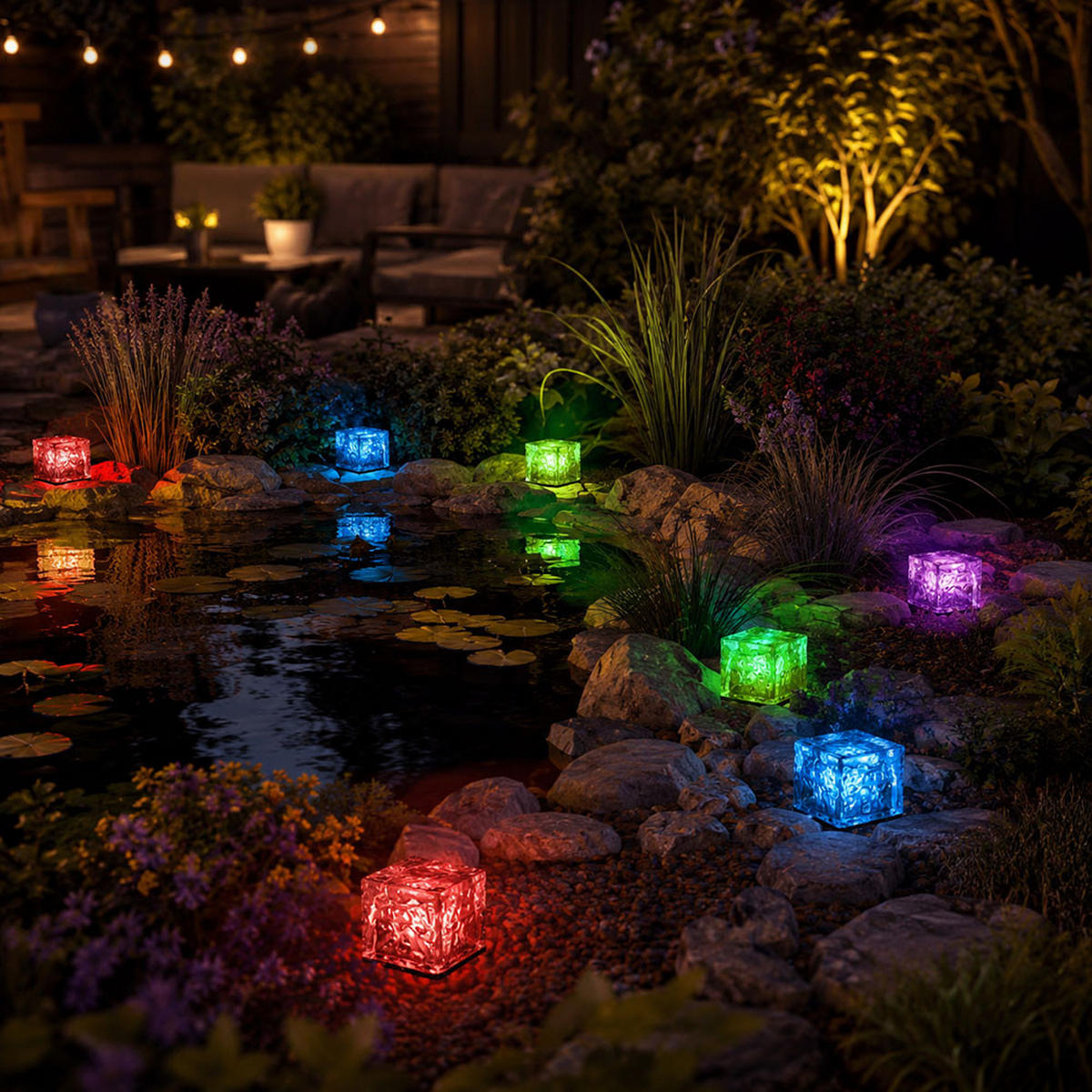 LED AUSSENLEUCHTE Eiswürfel Klar - Klar, Glas (7/7/5.3cm)