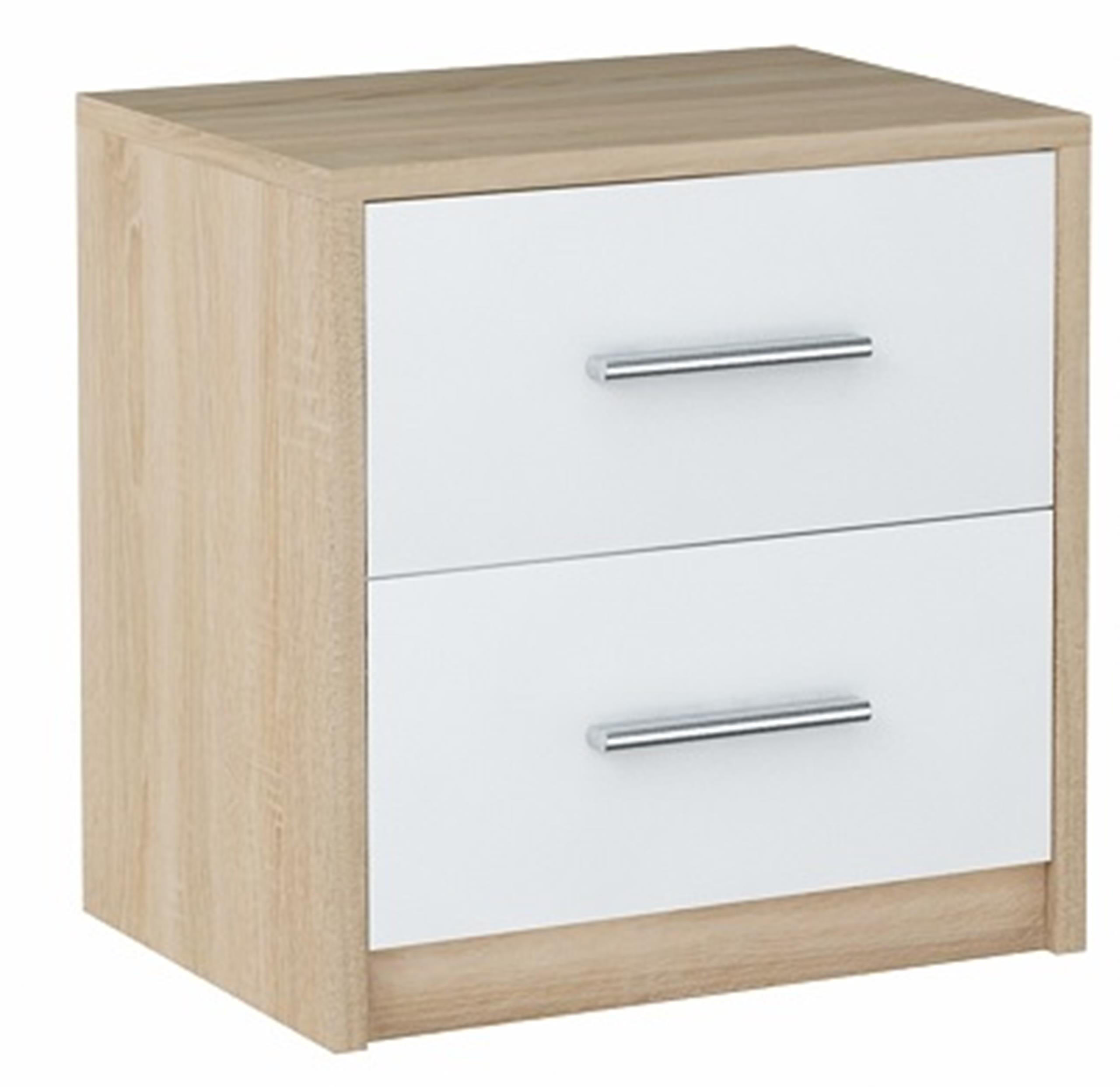 NACHTTISCH 2S Sonoma Eiche-Weiß 40/35/41 cm - Weiß/Sonoma Eiche, Holzwerkstoff (40/41/35cm) - Matkam Möbel