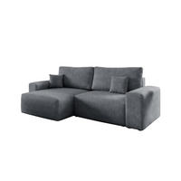 ECKSOFA MILKY 255/148 in Bouclé Dunkelgrau links - Dunkelgrau, Holz/Holzwerkstoff (255/148cm) - Deine Möbel 24