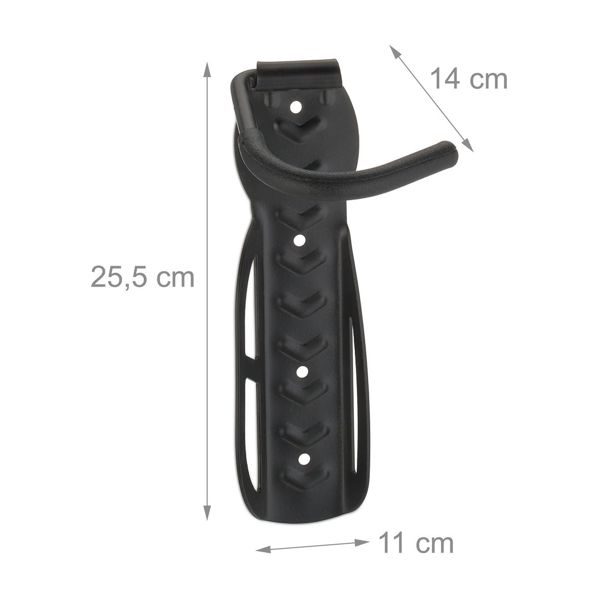 FAHRRADWANDHALTERUNG Schwarz 2er-Set Stahl 25 kg - Schwarz, Kunststoff/Metall (11/25.5/14cm) - Relaxdays