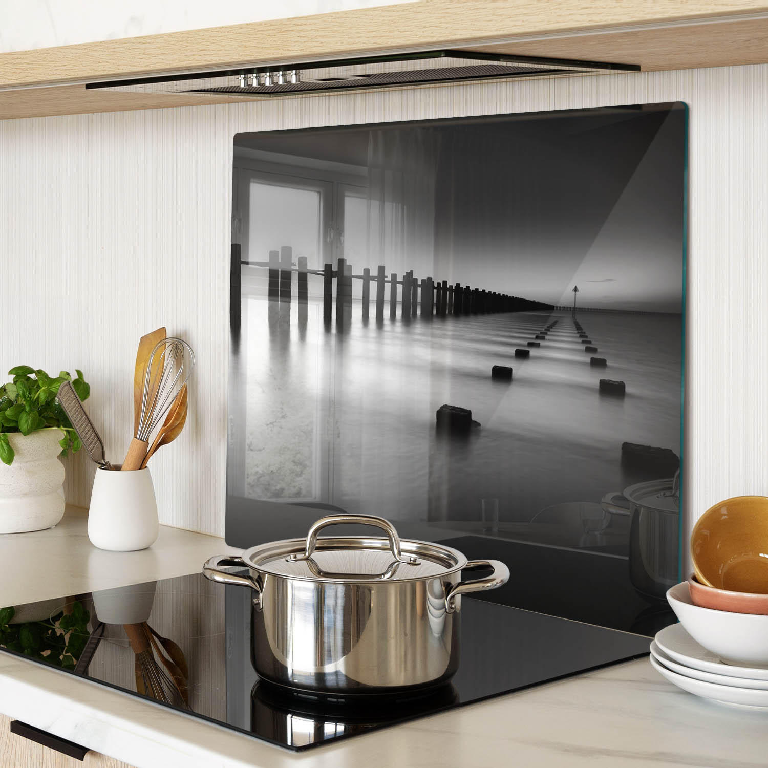 GLASPLATTE 60x52 cm Themse - Schwarz, Glas (60/0.4/52cm) - TULUP