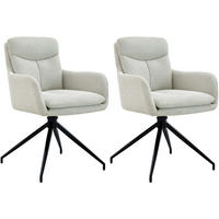 ESSZIMMERSTUHL 2er Set Stoff Creme - Creme, Textil/Metall (57/83/62cm) - CLP