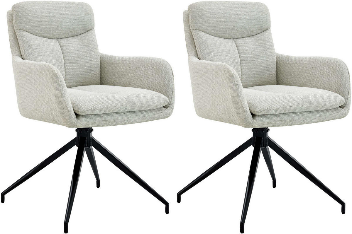 ESSZIMMERSTUHL 2er Set Stoff Creme - Creme, Textil/Metall (57/83/62cm) - CLP