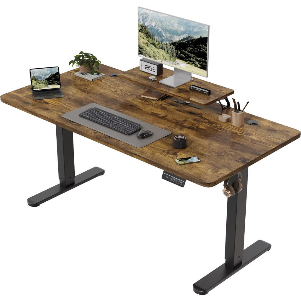 SCHREIBTISCH 160/70/73-118 cm elektrisch höhenverstellbar Monitorständer Braun - Braun, Holz (160/70/73cm) - Kaket