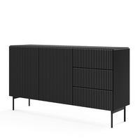 SIDEBOARD TRATTO 147/81,2/39,8cm mit 3 Schubladen 2 Türen Schwarz - Schwarz, Holzwerkstoff (147/81.2/39.8cm) - MASSENO