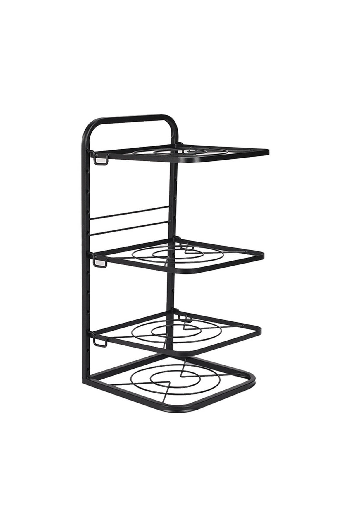 TOPFREGAL 4-stufig aus Eisen in Schwarz Stabile Sturktur Gute Luftzirkulation Shutzschichtung 26,5 x 26 x 52,5 cm - Schwarz, Metall (26.5/52.5/26cm) - Livingandhome