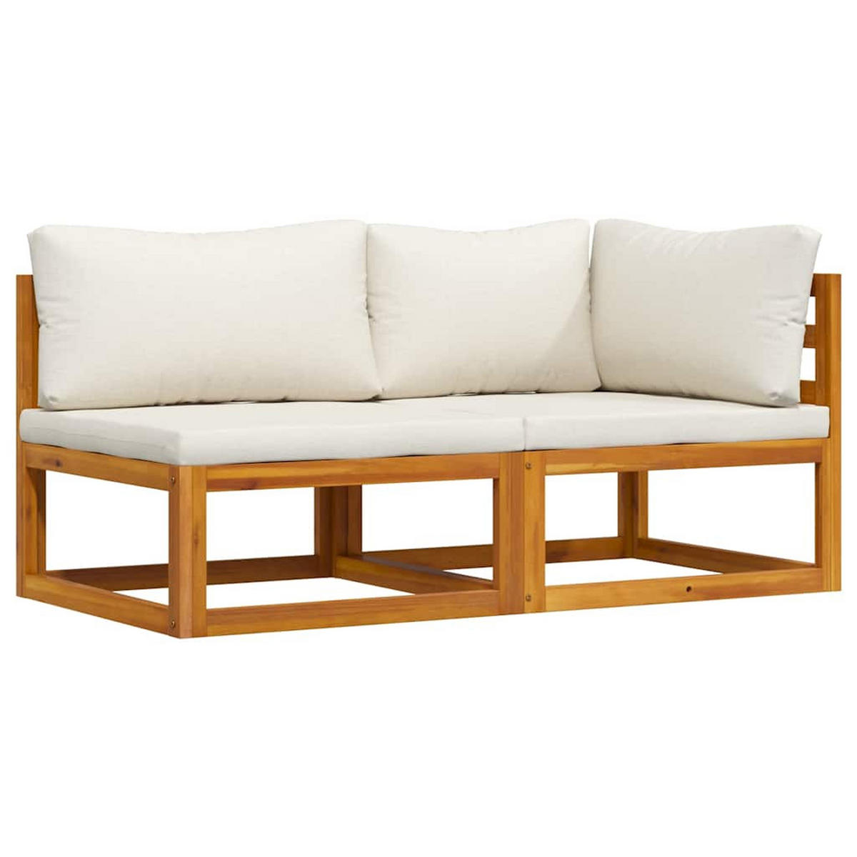 SOFA-SET 2-teilig Mit CremeWeißen Kissen Akazie Massivholz - Creme/Braun, Holz/Textil (70/60/70cm) - vidaXL