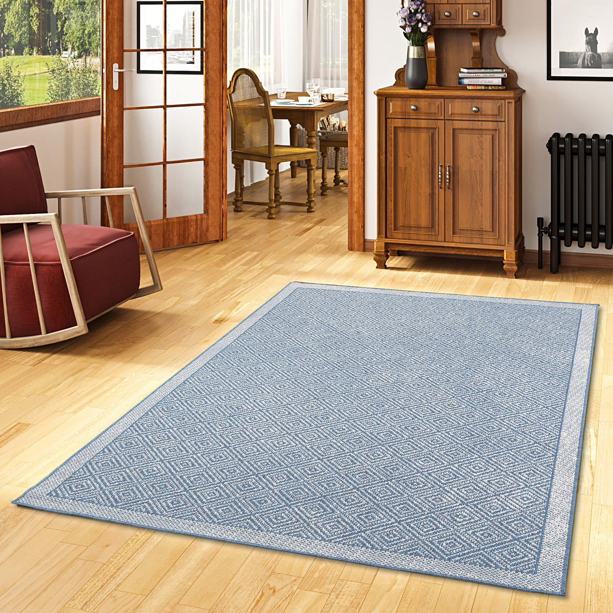 IN & OUTDOOR TEPPICH HAMPTON MELIERT - Blau, Textil (160/230cm) - Pergamon
