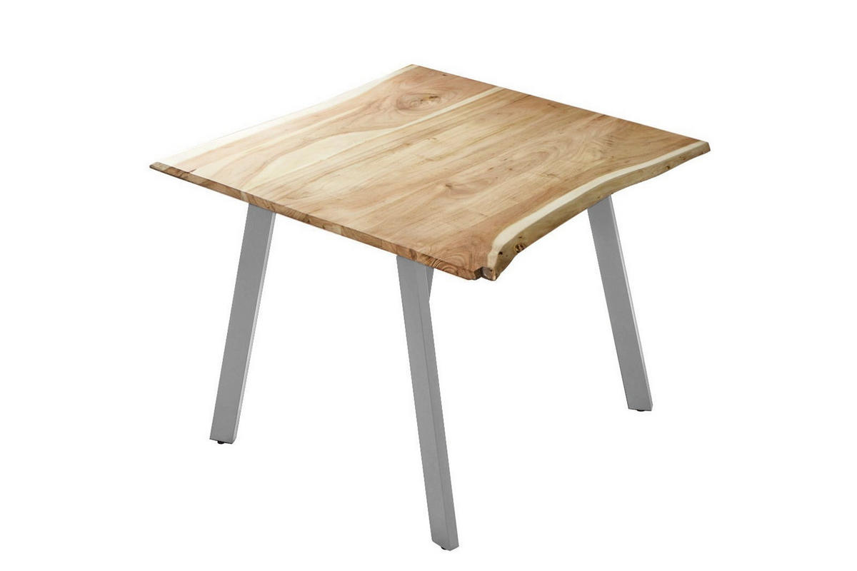 ESSTISCH LAXMI - Beige/Silberfarben, Holz/Metall (90/90/77cm) - SAM