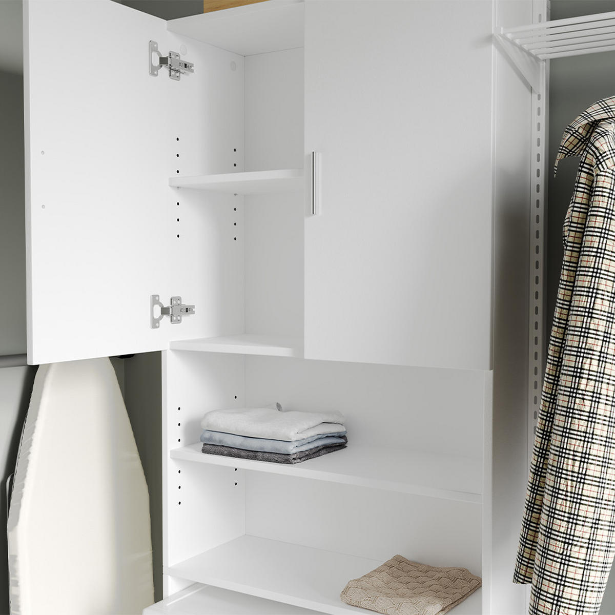 WASCHMASCHINENSCHRANK Martha Weiß 64 x 190 cm mit 2 kurzen Türen - Weiß, Holzwerkstoff (64/190/26cm) - Vicco
