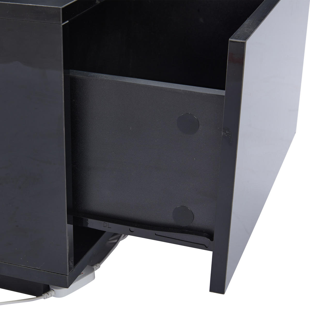 COUCHTISCH 100/50/35 cm mit LED Schwarz aus gehärtetem Glas 2 Schubladen - Schwarz, Holzwerkstoff (100/50/35cm) - OKWISH