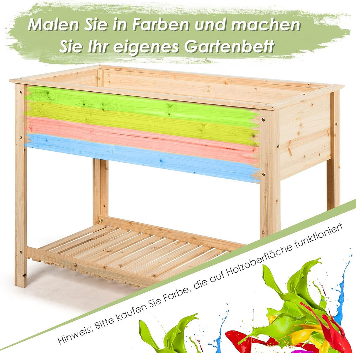 HOCHBEET Pflanzkübel Pflanzkasten Holz - Apfelbaumfarben, Holz (41/81/92cm) - COSTWAY