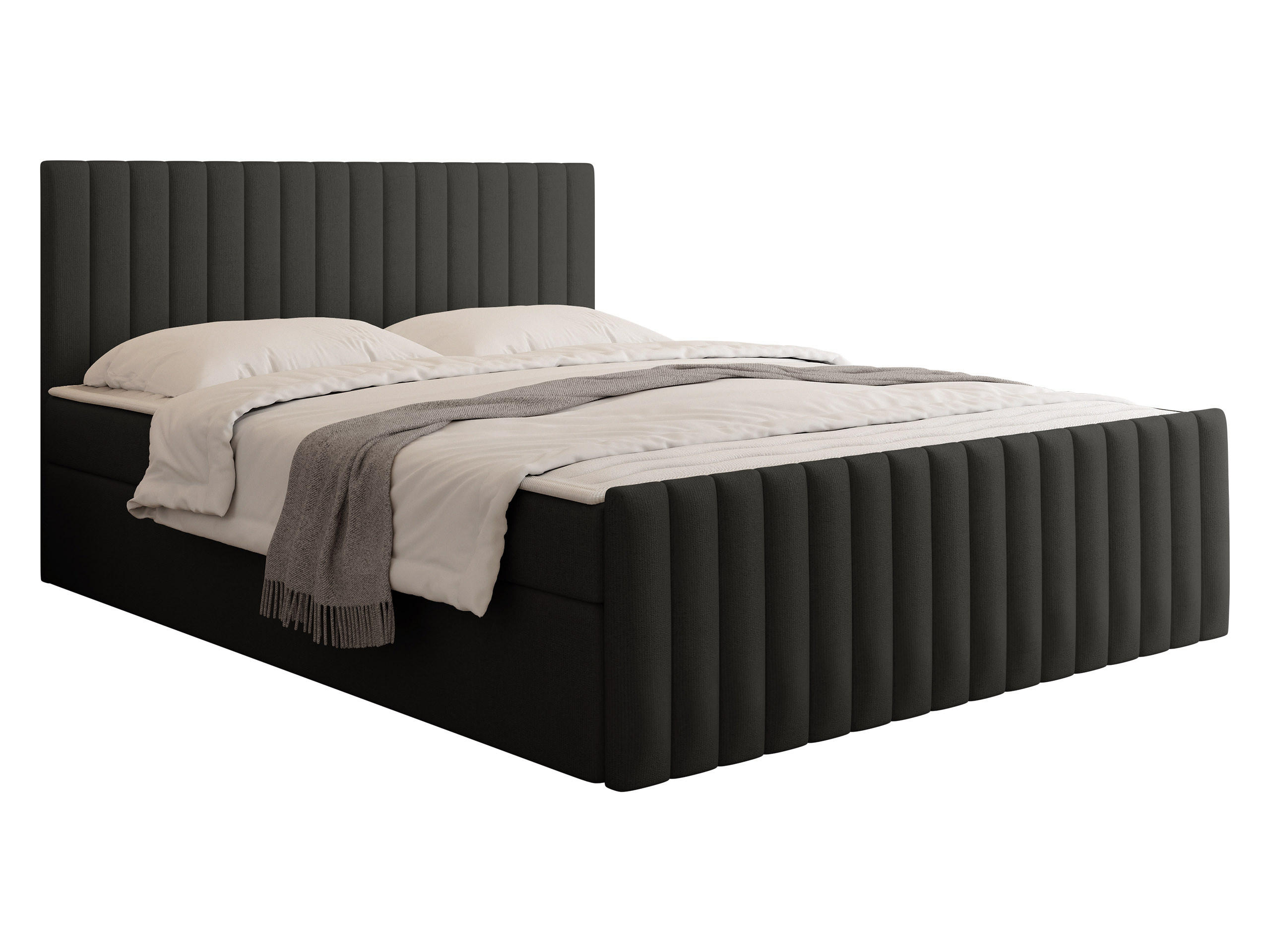 BOXBETT Tirulo Fix - Dunkelgrau/Schwarz, Holzwerkstoff/Kunststoff (180/200cm) - MIRJAN24