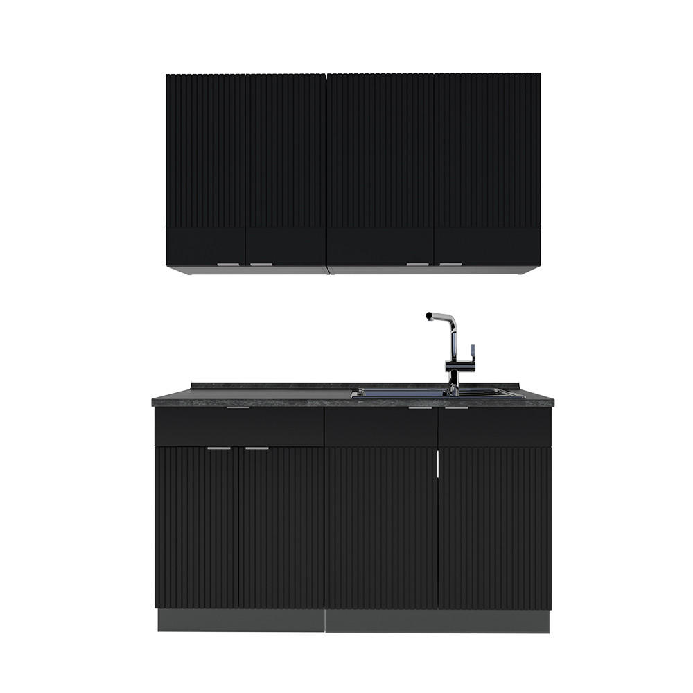 Vicco Singleküche Schwarz, Anthrazit 140x81.6x60 cm