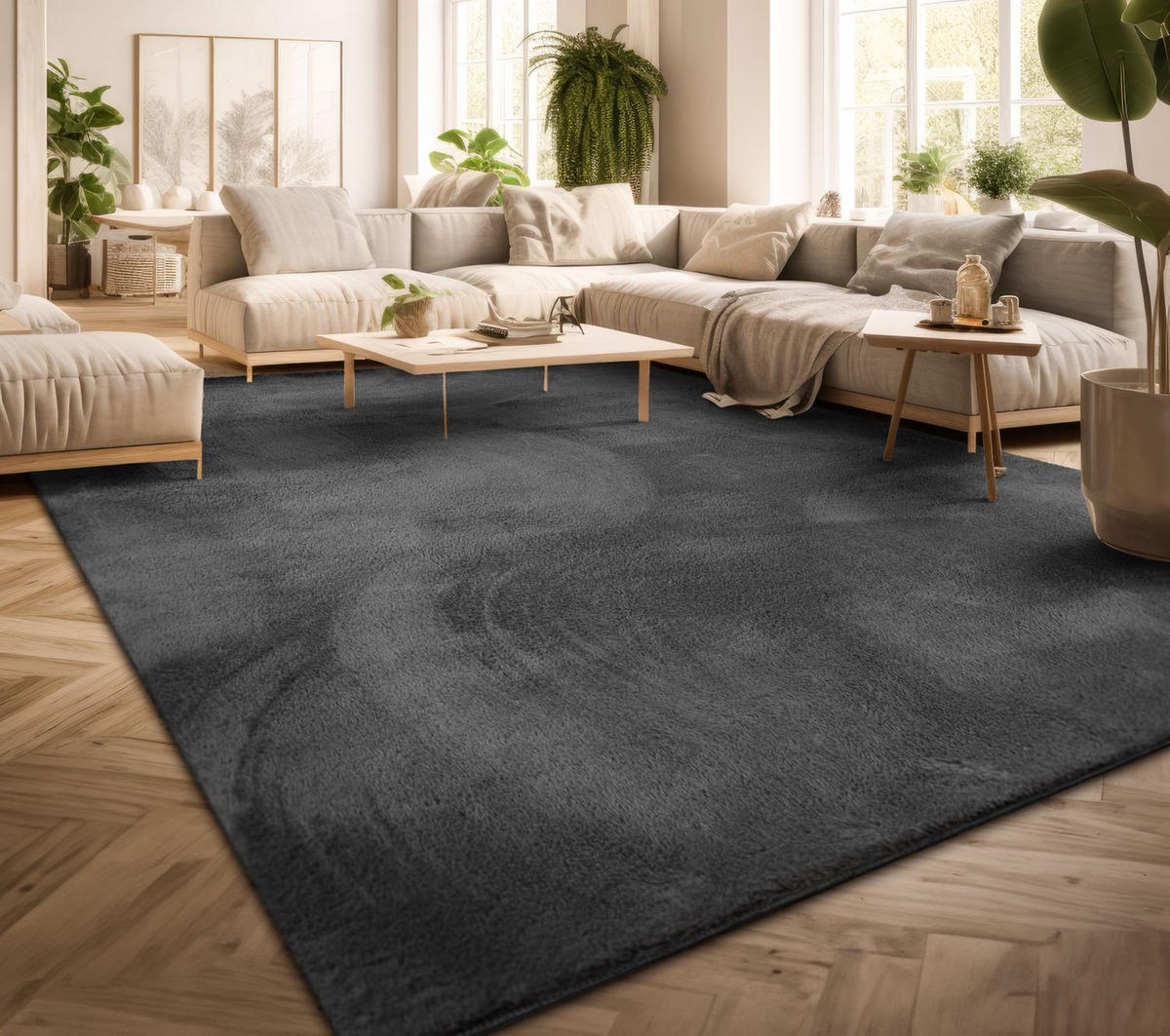 FLACHWEBETEPPICH Anthrazit 200 x 280 cm - Anthrazit, Kunststoff (200/280cm) - TT Home