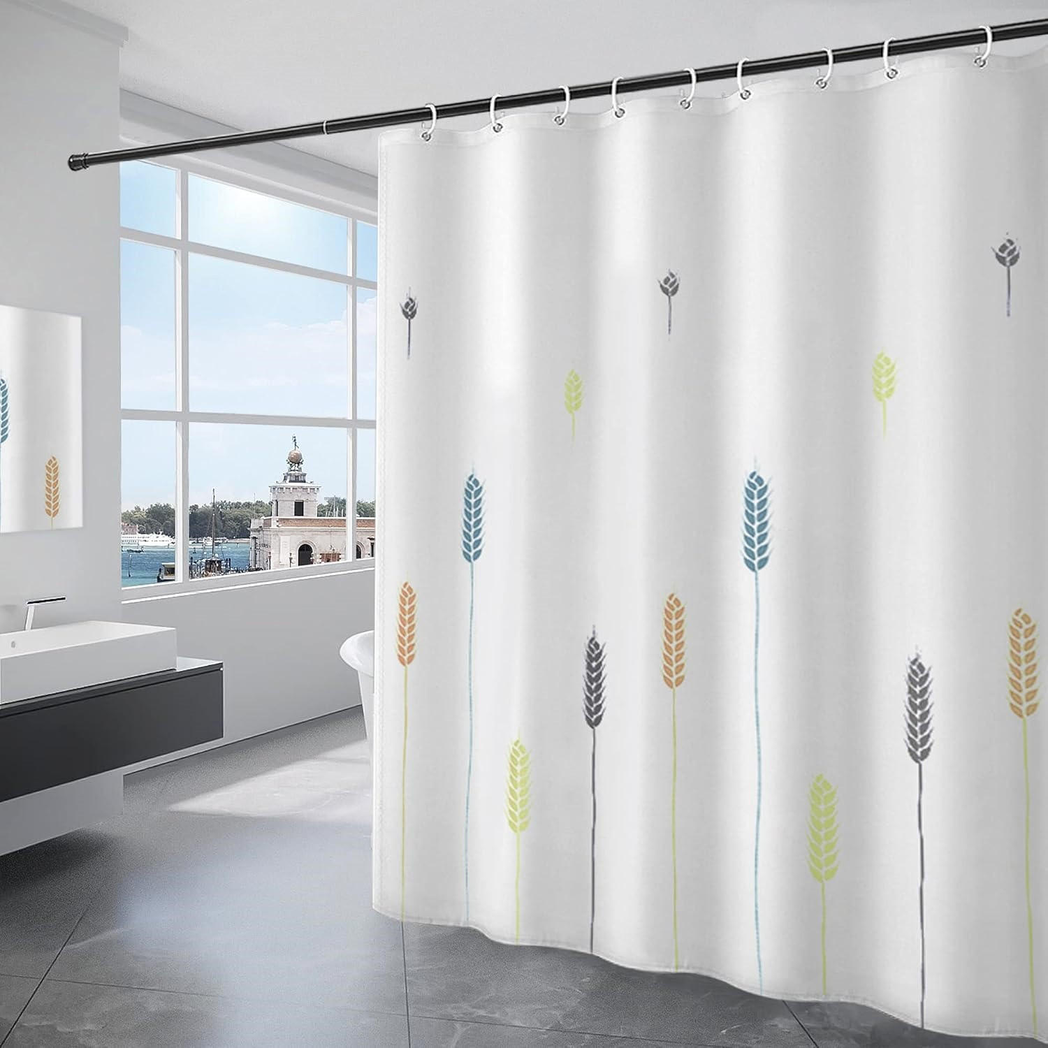 DUSCHVORHANG Weiß 240/200 cm Polyester Wasserabweisend mit 12 Haken - Weiß, Kunststoff (240/200cm) - MCBOSON