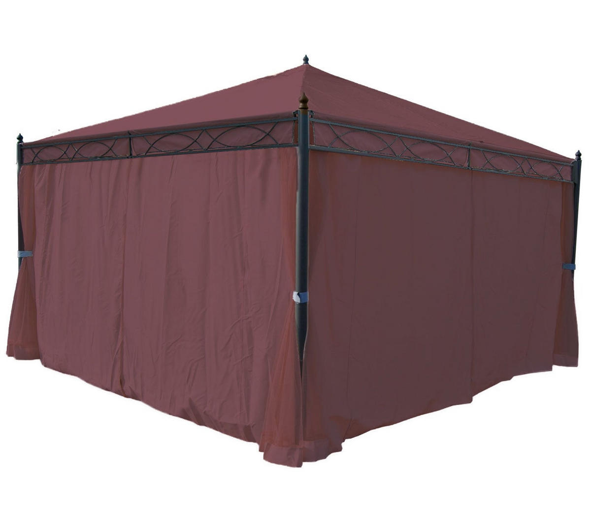 SEITENWAND 4er-Set für Pergola Cadiz 4x4m 205x383cm Rot-Braun - Braun, Textil (383/205/1cm) - BERLINLODGE