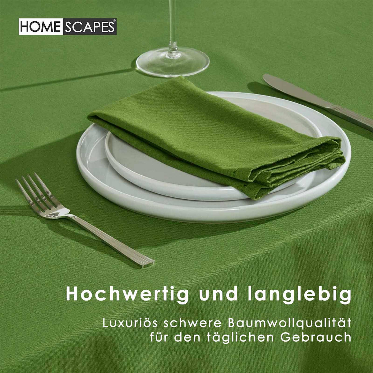 TISCHDECKE olivgrün 137/178 cm, 100% Baumwolle - Olivgrün, Textil (137/178cm) - Homescapes