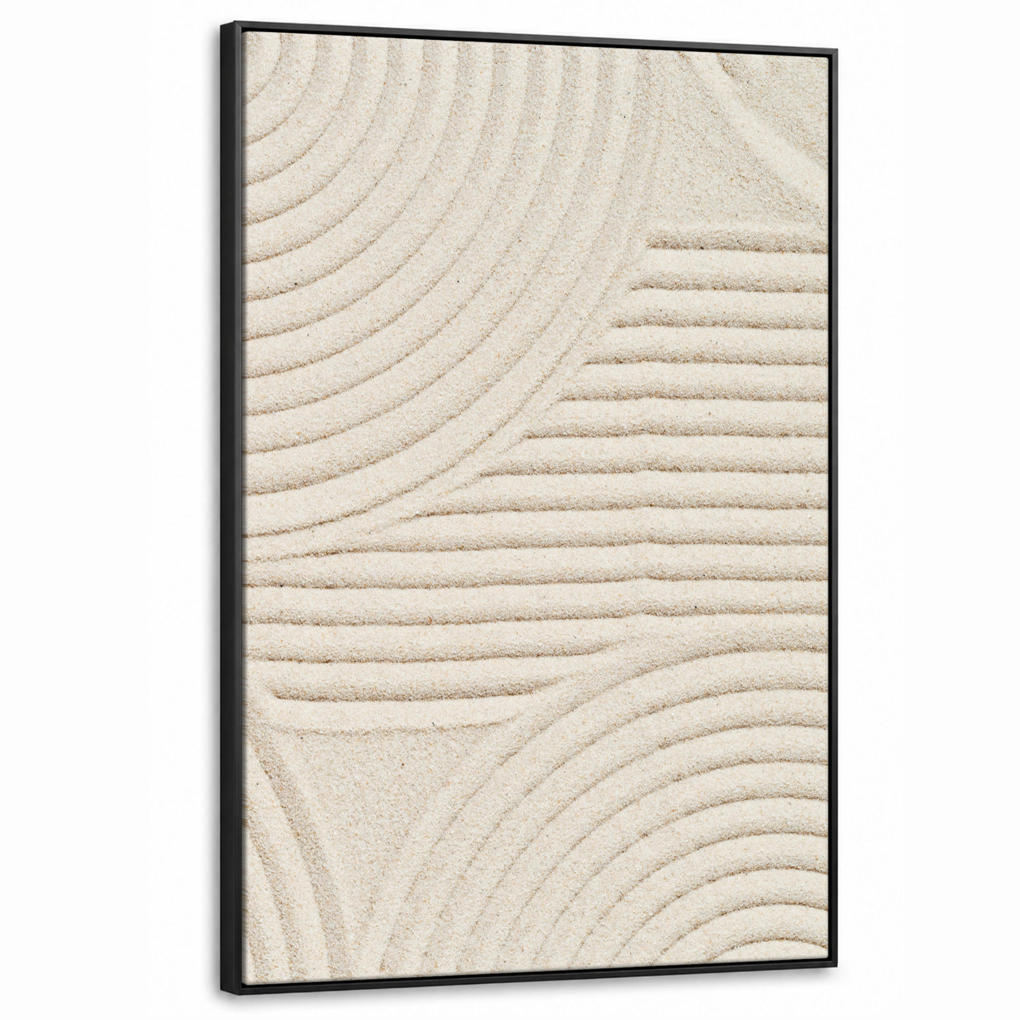 LEINWAND Bilder mit Rahmen - Muster - Abstrakt - Weiß - 80x120 - Beige, Textil (80/120cm) - MuchoWow