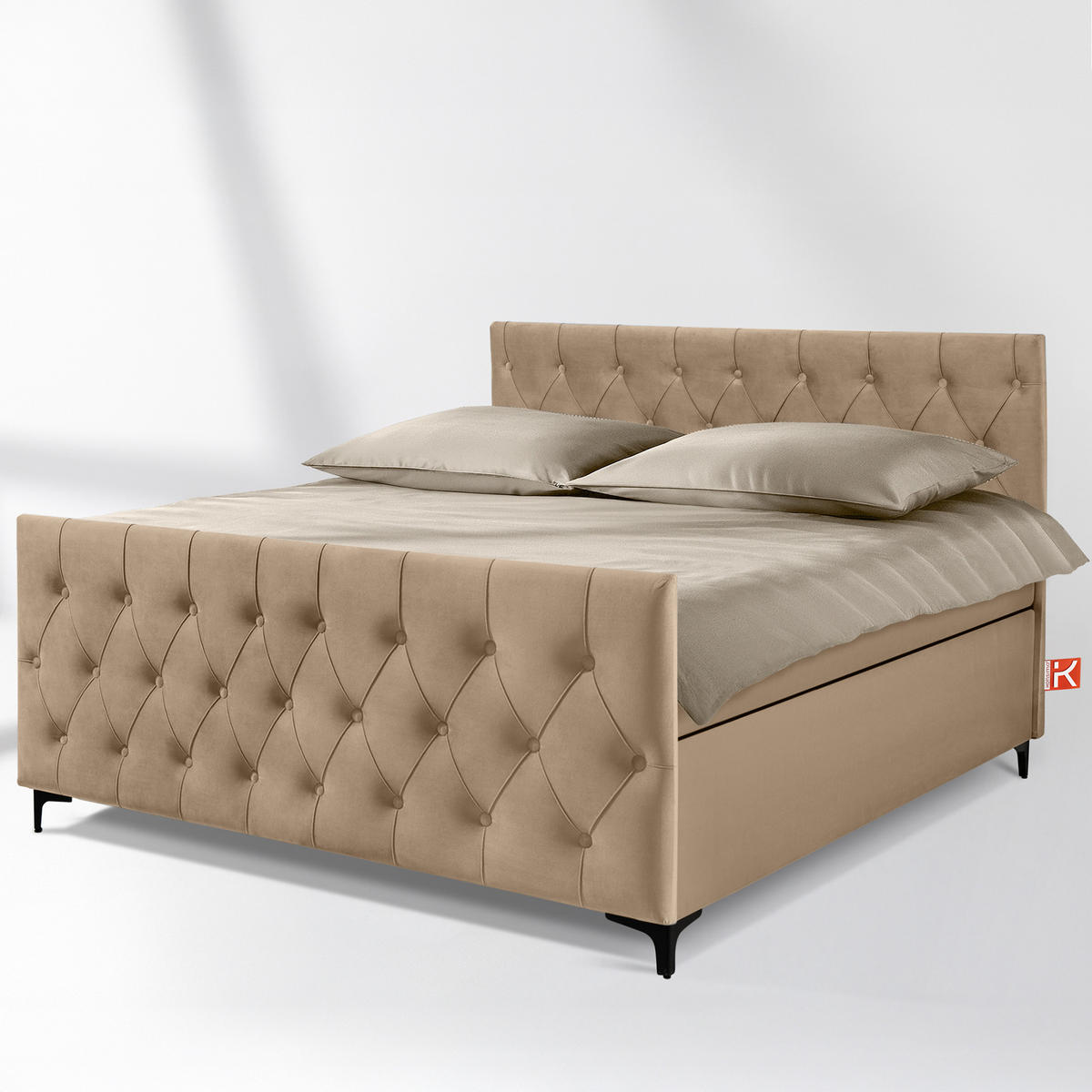 POLSTERBETT ARDEA, Dunkelbeige - Hellbraun/Schwarz, Holz/Holzwerkstoff (160/200cm) - KONSIMO®