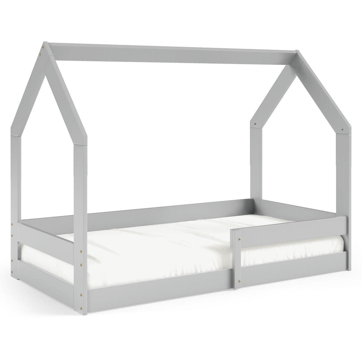 KINDERBETT Bodenbett LUMBE, Hausform - Grau, Holz (80/160cm) - KONSIMO®