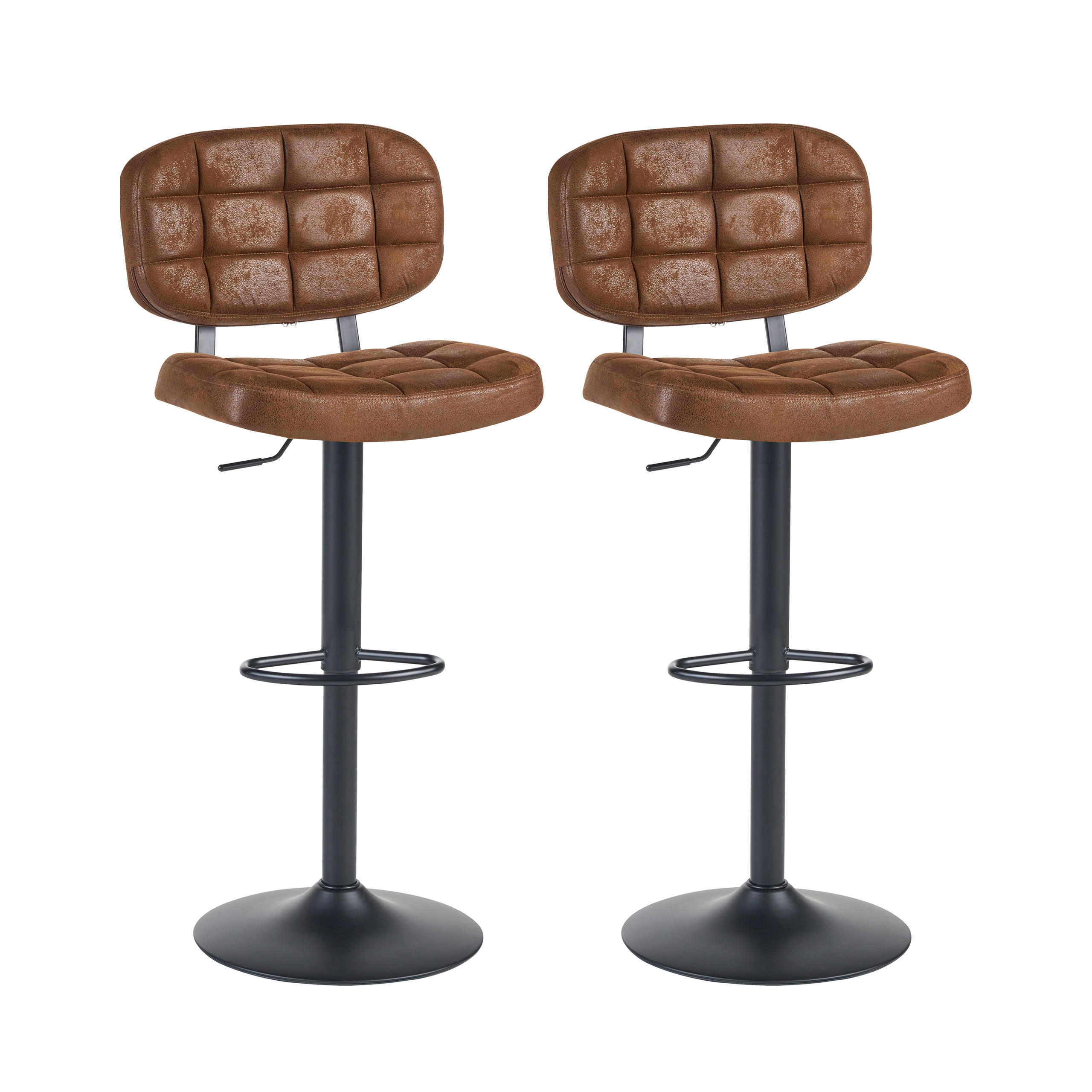 BARHOCKER 2er-Set Kunstwildleder drehbar Braun Tilton - Braun, Textil (49/96/42cm) - Beliani