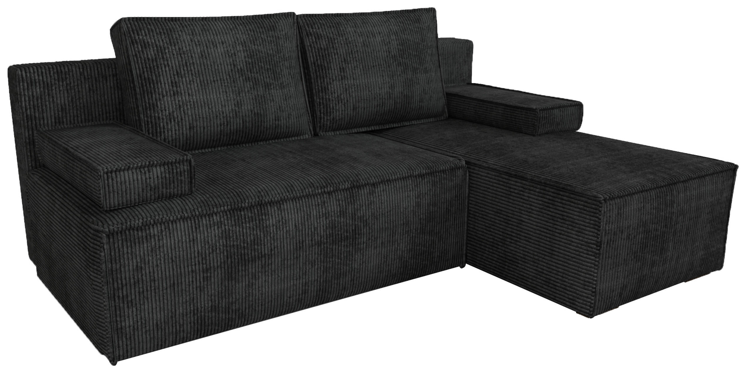 ECKSOFA Caspar mit Schlaffunktion Schwarz Cord - Schwarz, Textil (200/141cm) - Bromarkt