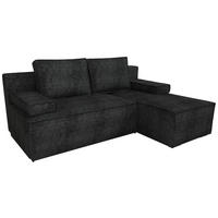 ECKSOFA Caspar mit Schlaffunktion Schwarz Cord - Schwarz, Textil (200/141cm) - Bromarkt