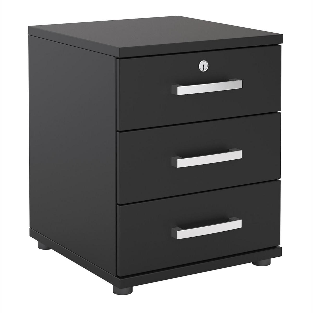 BÜROCONTAINER TORONTO - Schwarz, Holzwerkstoff (44/55/45cm) - CARO-Möbel